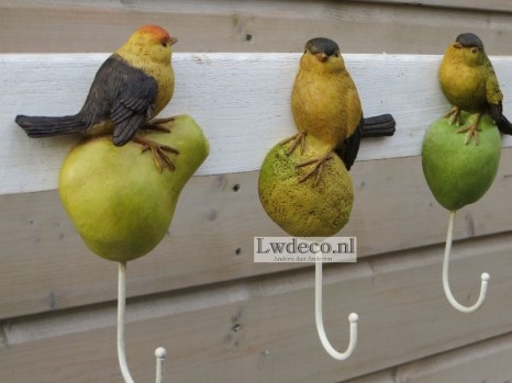 Lw29 set kapstokjes met vogel en fruit 20x10cm C